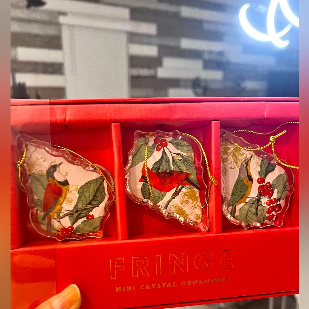 Crystal ornaments set of 3 birds lovers